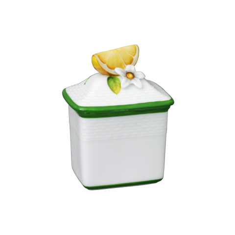 Dzsemtartó , virággal , narancsszelettel