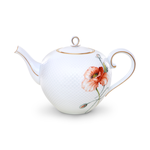 Teáskanna, hurokfogóval, VH relieffel