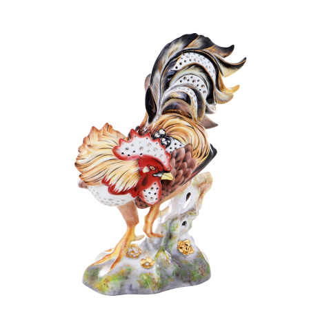 Kakas, egyedi áttöréssel, virágokkal