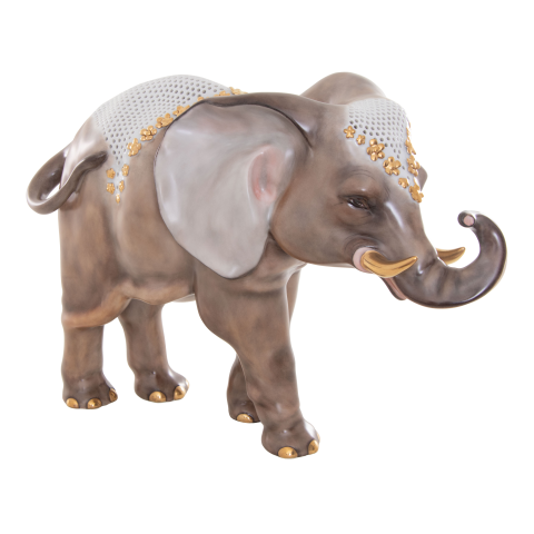 Elefánt, áttört, virágokkal