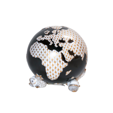 Földgömb, három delfinen