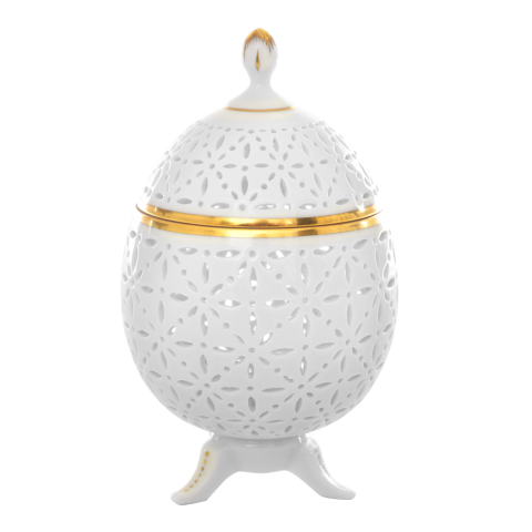 Tojás, áttört, lábakon, gombfogóval