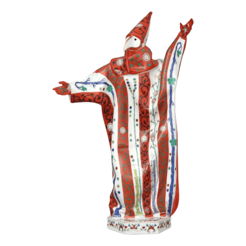 Karneváli férfi, álarcban, hatszög talp