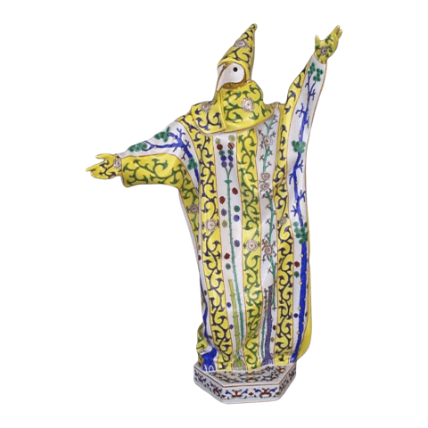 Karneváli férfi, álarcban, hatszög talp