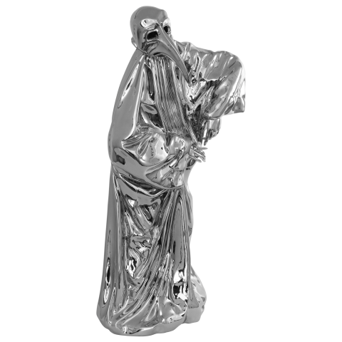 Nagy méretű álló figura, csőrös álarcban